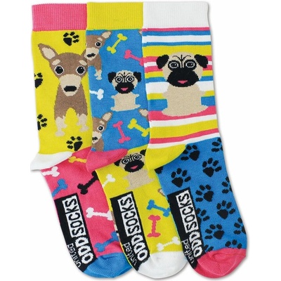United ODDsocks Detské veselé ponožky PUGS 3 ks