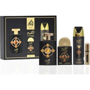 LATTAFA Pride Al Qiam Gold Унисекс подаръчен комплект Размер EDP 100 ml + EDP 20 ml + дезодорант спрей 200 ml + пълнител