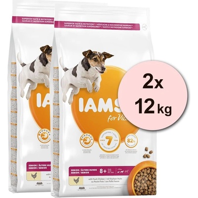 IAMS Dog Senior Small Medium Chicken 2 x 12 kg