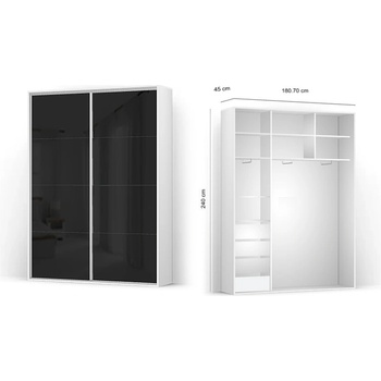 BRW Гардероб FLEX - 180*45*240 (36/180-45-240/white/black-lacobel/flex/brw)