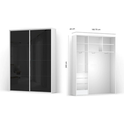 BRW Гардероб FLEX - 180*45*240 (36/180-45-240/white/black-lacobel/flex/brw)