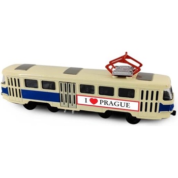 Rappa Метален чешки ретро трамвай син 16 см prague отварящи се врати