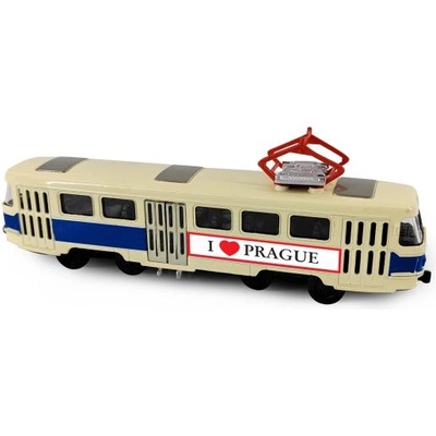 Rappa Метален чешки ретро трамвай син 16 см prague отварящи се врати