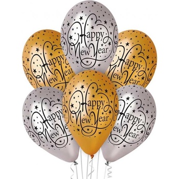 Image 1 of Gemar Букет балони Щастлива Нова година, злато и сребро, 6 бр