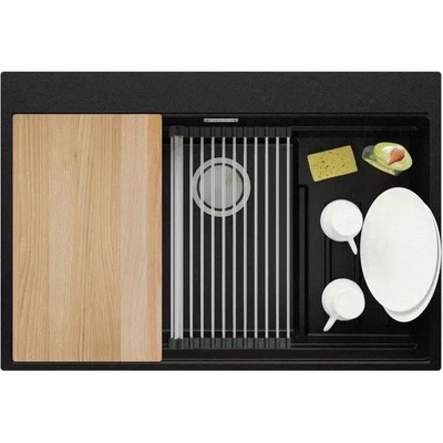 Твоят Стил Черна кухненска мивка от гранит Осло 80 Max Multilevel 780 x 530 mm