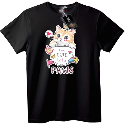 NOONEBRAND Тениска Сладки Котешки Лапи - 5XL, Black