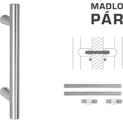MPkovania FT - MADLO kód K00 Ø 25 mm UN pár Rozteč madla: 600 mm, Rozmer profilu madla: Ø 25 mm, Dĺžka: 800 mm