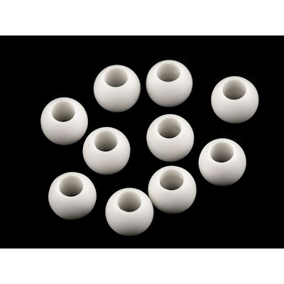 Plastové korálky matné s veľkým prievlakom/plavkové 10x12 mm Farba: 1 (24) biela