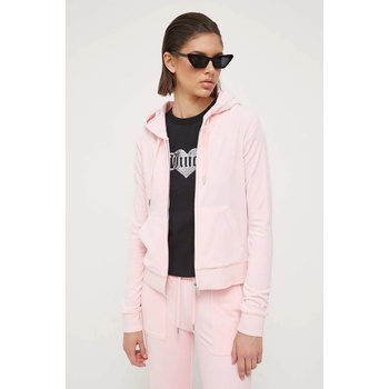 Juicy Couture Суичър Juicy Couture Robertson в розово с качулка с изчистен дизайн (JCAP176.121)