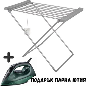 Muhler Електрически сушилник за дрехи Muhler MCD-1255, 6 м, 8 тръби +подарък: Парна ютия Muhler SI-2520C (MCD1255+SI2520C)