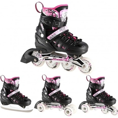 NILS Extreme Регулируеми ролки 4в1 LED Nils Extreme NH10905-Черно/Розово