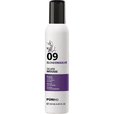 PŪRING 09 BlondeResolve Silver Mousse bezoplachová neutralizační pěna pro blond, šedé a odbarvené vlasy 250 ml