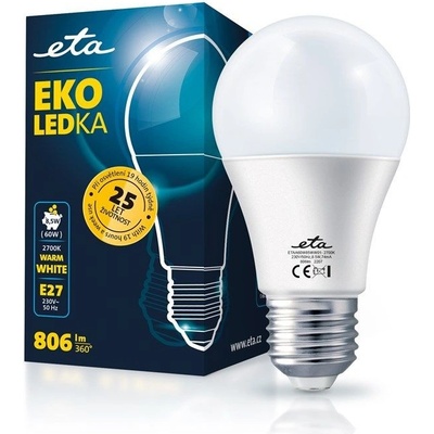 ETA EKO LEDka klasik 8,5W, E27, teplá bílá
