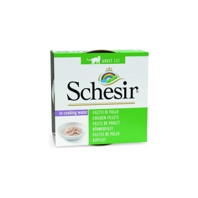 Schesir Cat Chicken Fillets Natural - Консерва за израснали котки с пилешки филенца в собствен сос с ориз 85 гр