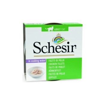 Schesir Cat Chicken Fillets Natural - Консерва за израснали котки с пилешки филенца в собствен сос с ориз 85 гр