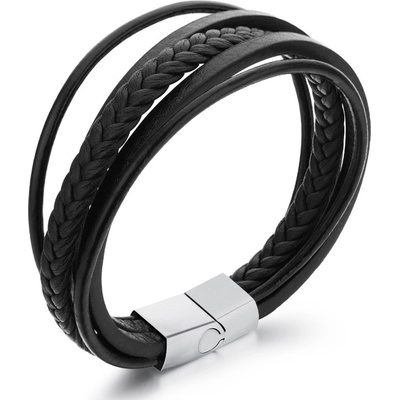 Daniel Dawson pánský náramek Max kůže chirurgická ocel různé velikosti NR1009-PH0006A/185 Černá