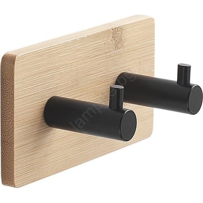 Gedy - Самозалепващ се стенна закачалка за кърпи HIMALAYA черен/бамбук (SH0004)