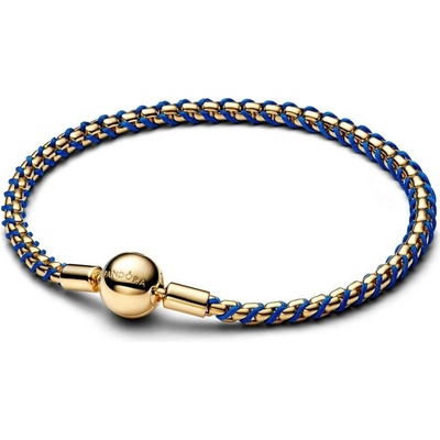 PANDORA Benátský pozlacený náramek s modrou šňůrkou 23 563816C02-23
