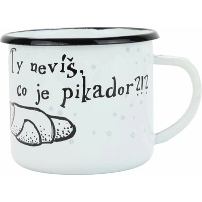 BELIS Smaltovaný hrnek 8 cm bílý ČB pikador v krabičce 11008-039PBM11 350 ml