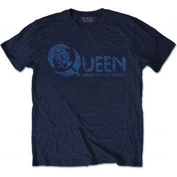 Queen tričko News of the World 40th Vintage Logo modré
