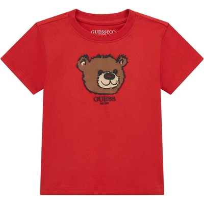 Guess Тениска с къс ръкав Guess - С мече, червена, 18 м (20253-N5YI16-K8HM4-G5D7-18M)