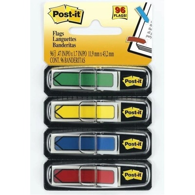 ZÁLOŽKY, PLASTOVÉ, 4X24 ZÁLOŽIEK, 11,9X43,2 MM, V TVARE ŠÍPKY, 3M POSTIT, MIX