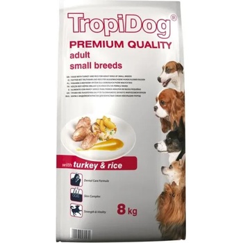 TropiDog Premium Adult Small Breeds - Turkey & Rice 8 kg
