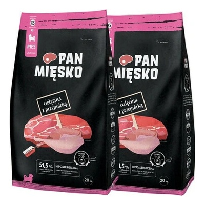 Pan Mięsko Teľacina s prepelicou pre šteniatka chrumky 2 x 20 kg
