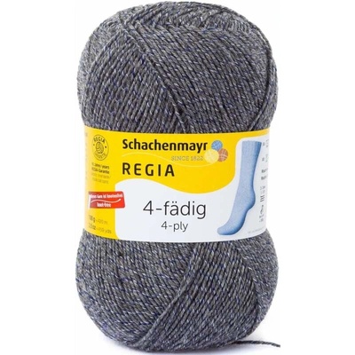 Regia 4-Ply Uni 525 šedá s modrobílým proužkem