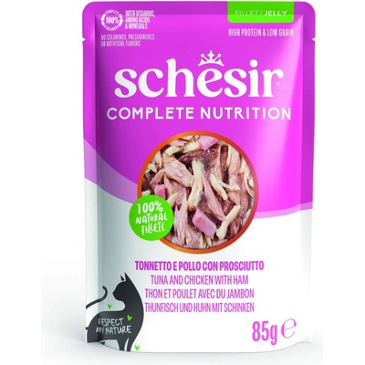 Schesir Complete Nutrition Filet v želé 6 x tuňák a kuřecí se šunkou 85 g