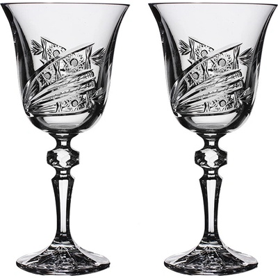 Bohemia Crystal 2 broušených sklenic Laura na bílé víno brus Kometa 170 ml