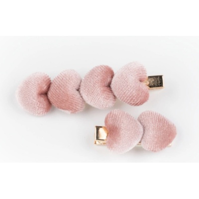 Sponka klip do vlasů srdíčka Busy Lizzie - Velvet pink hearts