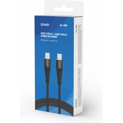 Savio CL-159 USB, USB 2.0 USB C - USB C, 1m, černý
