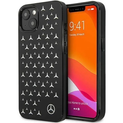 Mercedes-Benz Silver Stars Pattern Silicone Case - дизайнерски силиконов кейс за iPhone 13 (черен)