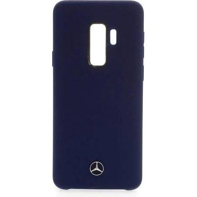 Mercedes-Benz Liquid Silicone Case - оригинален твърд силиконов кейс за Samsung Galaxy S9 Plus (тъмносин)