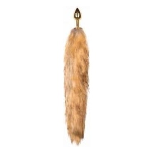 Rimba Aluminium Plug with Faux Fox Tail - Silver & Grey, Medium Size