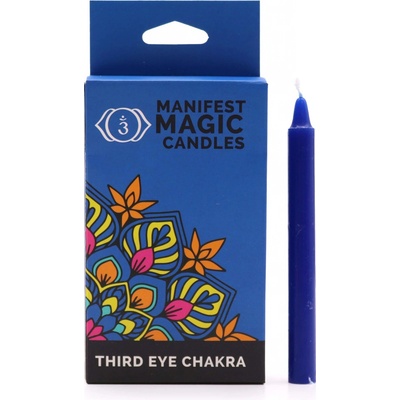 Ancient Wisdom Manifest Magic Candles Tmavě modré 6. Čakra Třetí oko 12 ks
