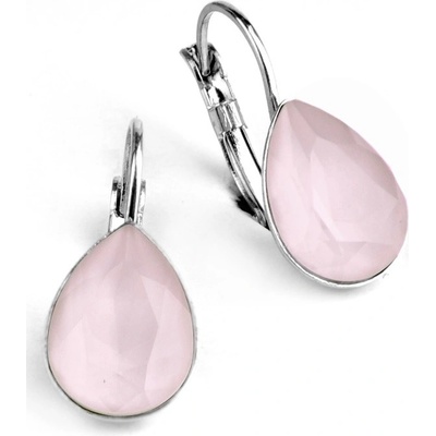 Swarovski Elements Pear rhodiované visací růžové slzičky kapky 31231.7 Powder Rose růžová světlá pudrová pastelová