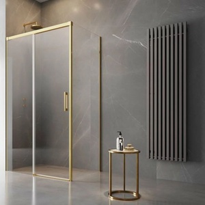 Radaway Правоъгълна душ кабина с плъзгаща се врата Radaway Idea KDJ 130x90 см златисто-прозрачна лява (387043-09-01L+387050-09-01R)