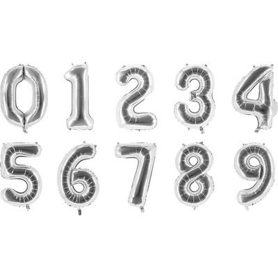 PARTY FACTORY Balonek čísla stříbrný fóliový 85cm DESIGN: ČÍSLO "5"