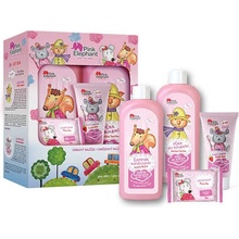 Pink Elephant Veverka Anička šampón 500 ml + Činčila Nela zubná pasta 50 ml + Mačička Sonička pena do kúpeľa 500 ml + Myška Mia krémové mydlo 90 g darčeková sada