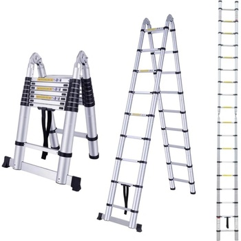 MXM 2в1 Телескопична шарнирна стълба / стълба - 5, 6 м, алуминиева
