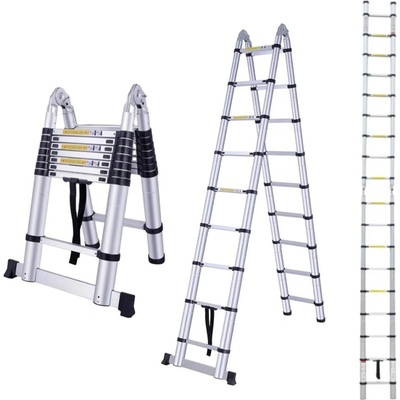 MXM 2в1 Телескопична шарнирна стълба / стълба - 5, 6 м, алуминиева