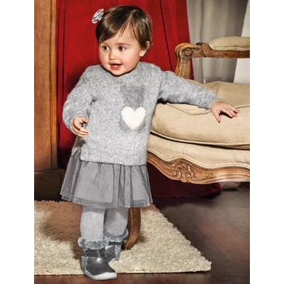 Mayoral Комбинирана рокля с пуловер в сиво за бебе момиче Майорал