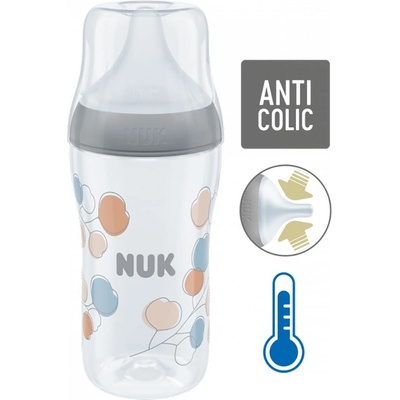 Nuk Perfect Match dojčenská fľaša temperature control sivá 260 ml