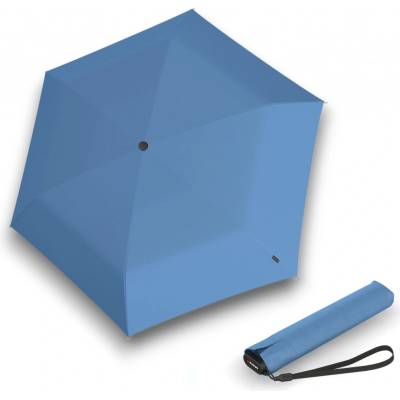 Knirps KNIRPS US.050 BLUE WITH BLACK ľahký dámsky skladací plochý dáždnik