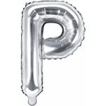 PartyDeco Балон от фолио Mini - Буква Р 35см сребърен
