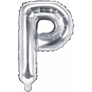 PartyDeco Балон от фолио Mini - Буква Р 35см сребърен