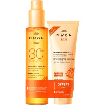 NUXE Sun Комплект - Лосион за след слънце и Олио за тен, SPF30, 100 + 150 ml (Лимитирано)