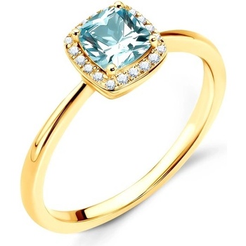 Savicki Zásnubný prsteň žlté zlato akvamarín diamanty ZS20AKW ZZ